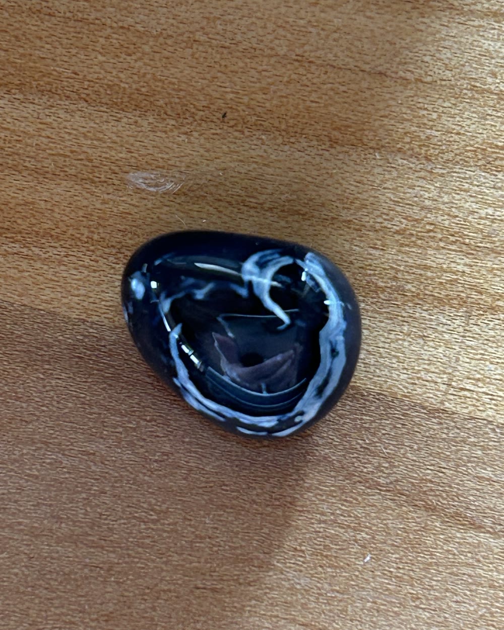 A polished blue agate stone